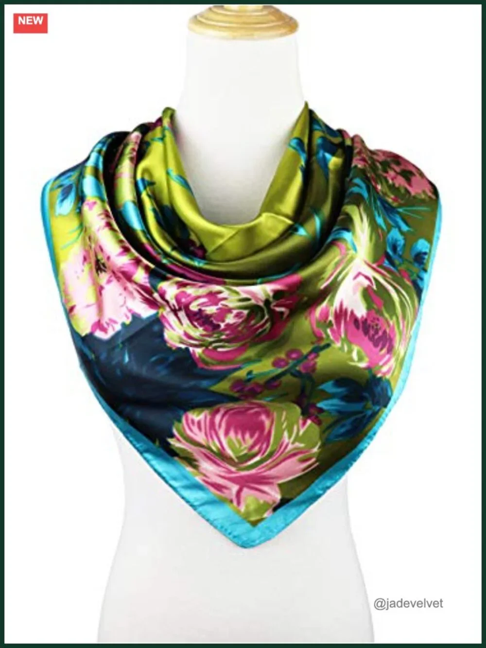 Silk Feel Satin Head Scarf for Women, 35x35 Large Square Bandana, Hair Wrap for